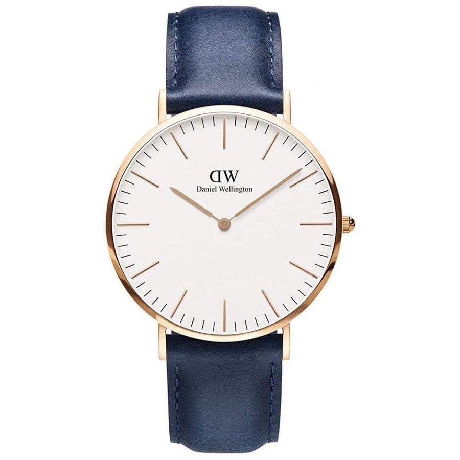 Daniel Wellington Classic Somerset White Dial Blue Leather Strap Watch For Men - DW00100121