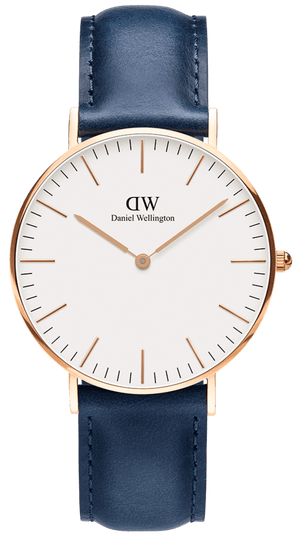 Daniel Wellington Classic Somerset White Dial Blue Leather Strap Watch For Men - DW00100121
