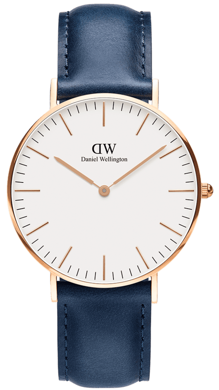 Daniel Wellington Classic Somerset White Dial Blue Leather Strap Watch For Men - DW00100121