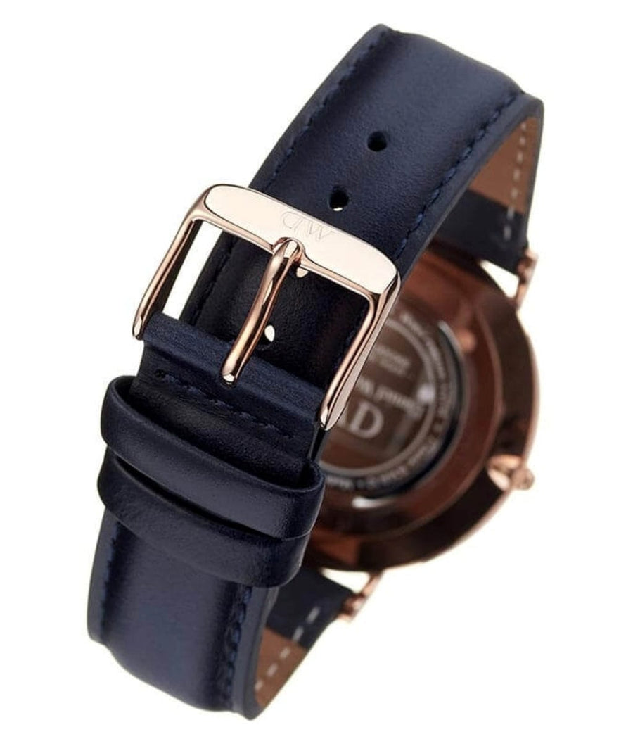 Daniel Wellington Classic Somerset White Dial Blue Leather Strap Watch For Women - DW00100123