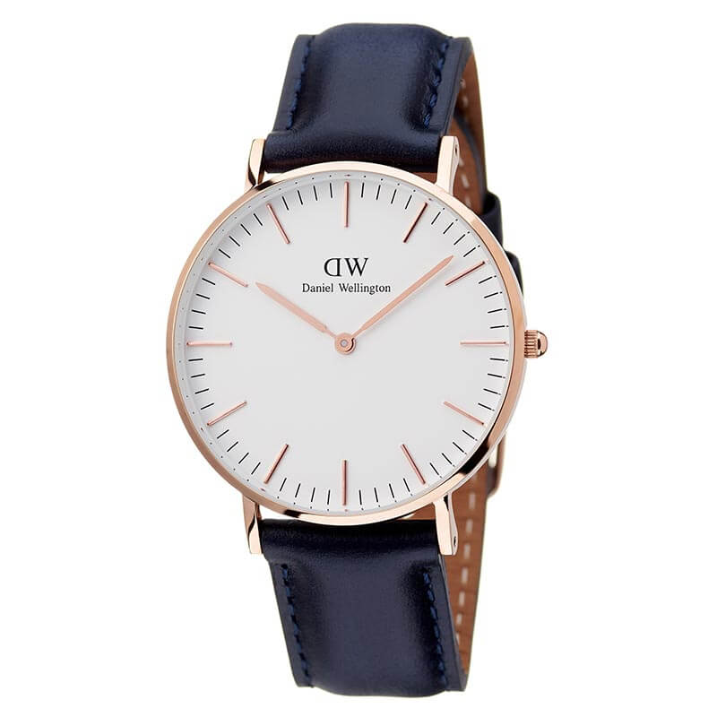 Daniel Wellington Classic Somerset White Dial Blue Leather Strap Watch For Women - DW00100123