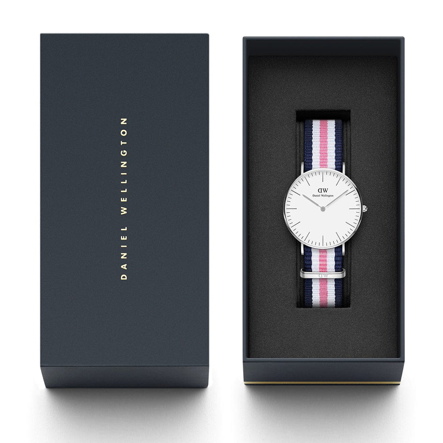 Daniel Wellington Classic Southampton White Dial Three Tone Nylon Strap Watch For Women - DW00100050