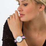 Daniel Wellington Classic Southampton White Dial Three Tone Nylon Strap Watch For Women - DW00100050