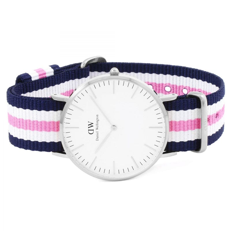 Daniel Wellington Classic Southampton White Dial Three Tone Nylon Strap Watch For Women - DW00100050