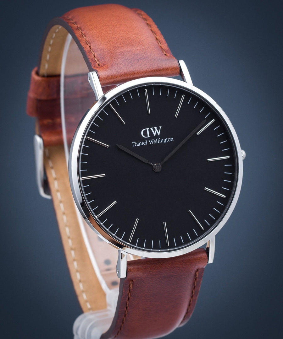 Daniel Wellington Classic St Mawes Black Dial Brown Leather Strap Watch For Men - DW00100130