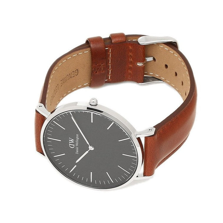Daniel Wellington Classic St Mawes Black Dial Brown Leather Strap Watch For Men - DW00100130