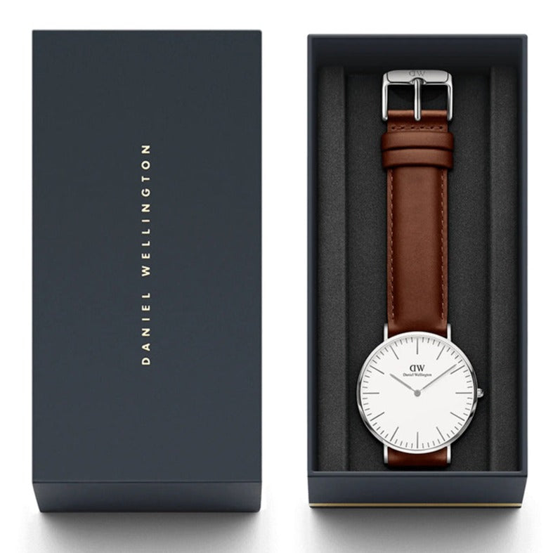 Daniel Wellington Classic St Mawes White Dial Brown Leather Strap Watch For Men - DW00100021