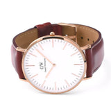 Daniel Wellington Classic Suffolk White Dial Brown Leather Strap Watch For Women - DW00100120