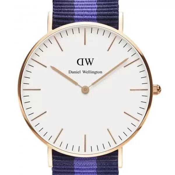 Daniel Wellington Classic Swansea White Dial Two Tone Nylon Strap Watch For Women - 0504DW