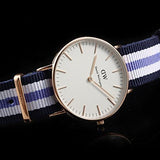 Daniel Wellington Classic Trinity White Dial Three Tone Nylon Strap Watch For Women - 0509DW