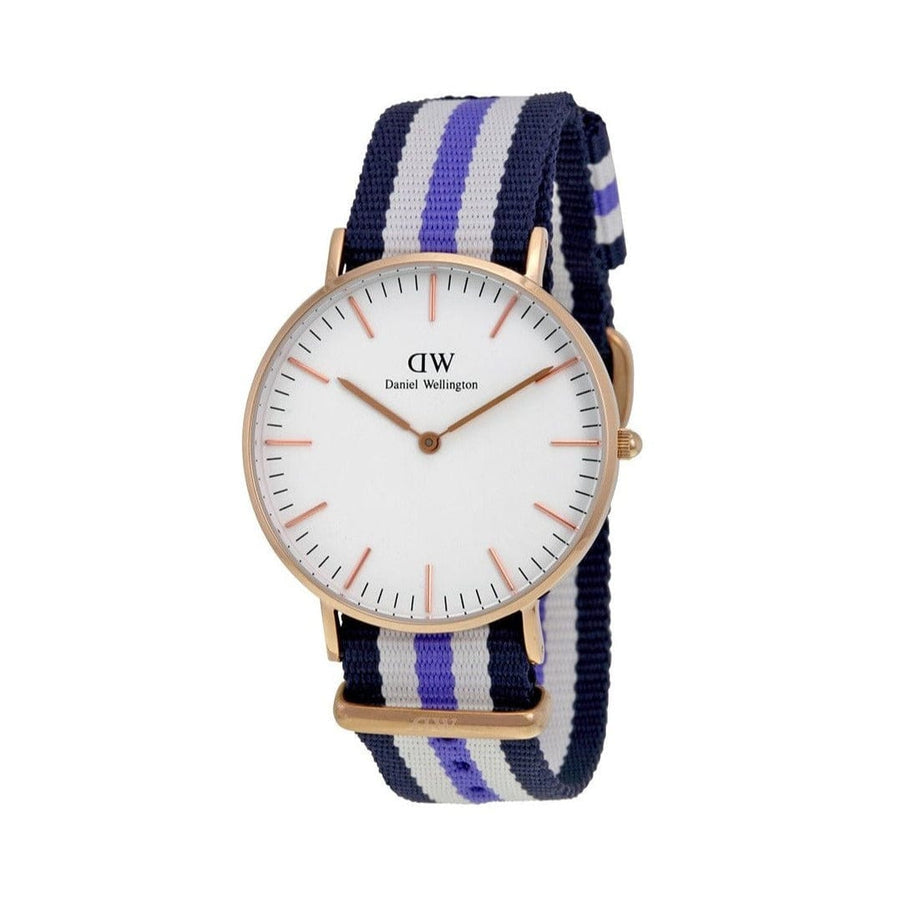 Daniel Wellington Classic Trinity White Dial Three Tone Nylon Strap Watch For Women - 0509DW