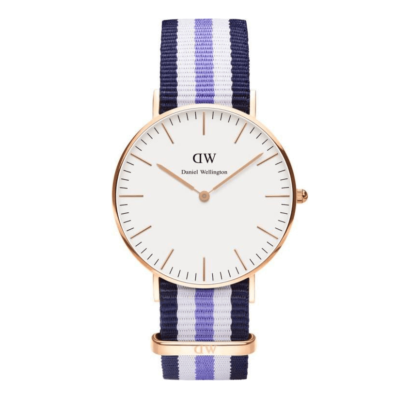 Daniel Wellington Classic Trinity White Dial Three Tone Nylon Strap Watch For Women - 0509DW