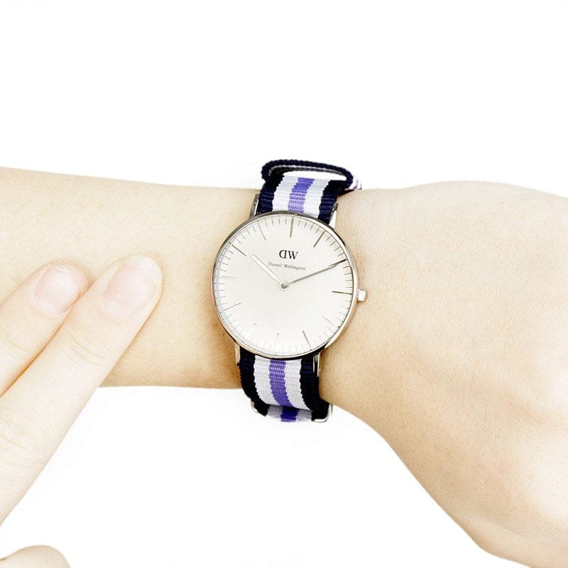 Daniel Wellington Classic Trinity White Dial Three Tone Nylon Strap Watch For Women - 0609DW