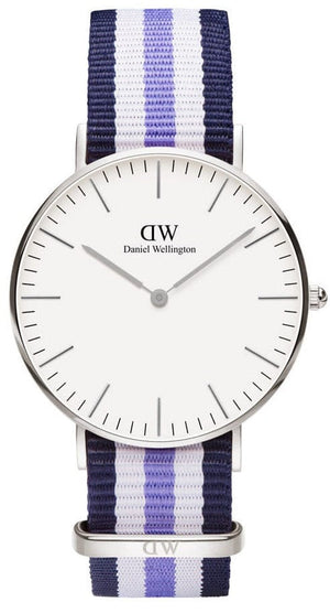 Daniel Wellington Classic Trinity White Dial Three Tone Nylon Strap Watch For Women - 0609DW