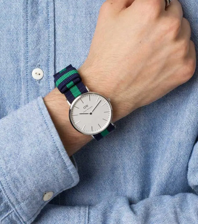 Daniel Wellington Classic Warwick White Dial Two Tone Nylon Strap Watch for Men - DW00100019