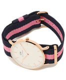 Daniel Wellington Classic Winchester White Dial Three Tone Nylon Strap Watch For Women - DW00100033