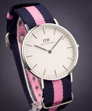 Daniel Wellington Classic Winchester White Dial Two Tone Nylon Strap Watch For Women - DW00100049