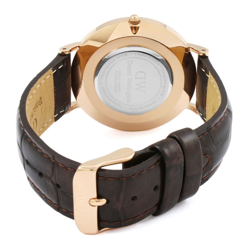 Daniel Wellington Classic York Black Dial Brown Leather Strap Watch For Women - DW00100140