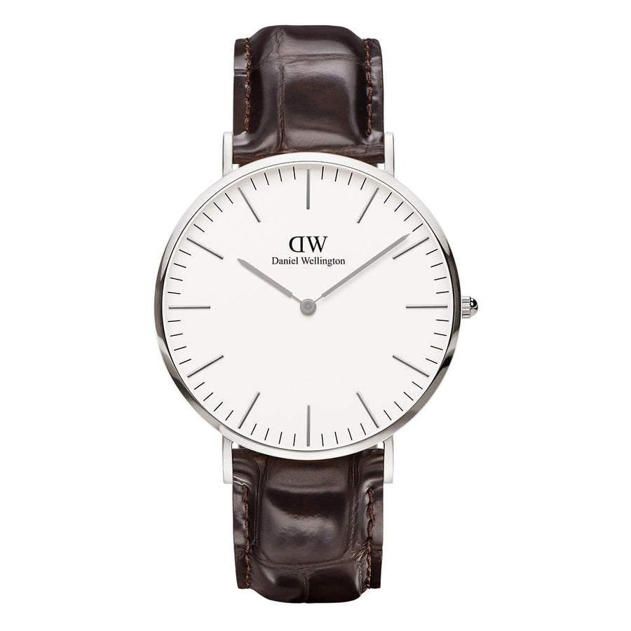 Daniel Wellington Classic York White Dial Black Leather Strap Watch For Men - DW00100025