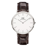 Daniel Wellington Classic York White Dial Black Leather Strap Watch For Men - DW00100025