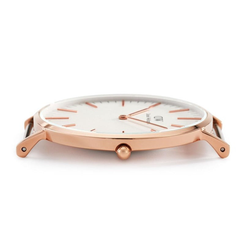 Daniel Wellington Classic York White Dial Brown Leather Strap Watch For Men - DW00100011