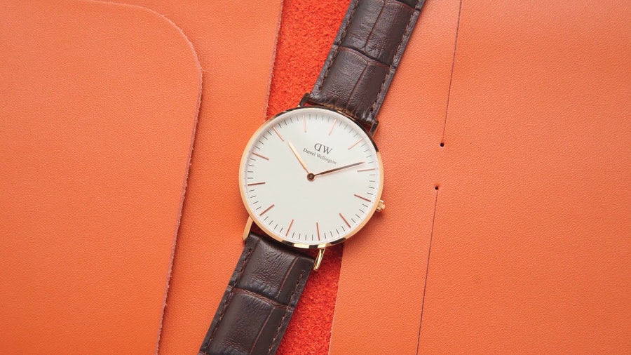 Daniel Wellington Classic York White Dial Brown Leather Strap Watch For Women - DW00100038