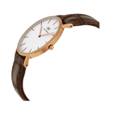 Daniel Wellington Classic York White Dial Brown Leather Strap Watch For Women - DW00100038