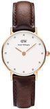 Daniel Wellington Classy Bristol White Dial Brown Leather Strap Watch For Women - DW00100062