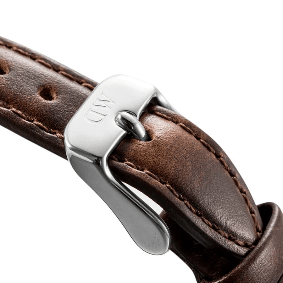 Daniel Wellington Classy Bristol White Dial Brown Leather Strap Watch For Women - DW00100070