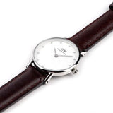 Daniel Wellington Classy Bristol White Dial Brown Leather Strap Watch For Women - DW00100070