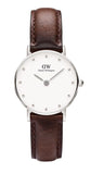 Daniel Wellington Classy Bristol White Dial Brown Leather Strap Watch For Women - DW00100070