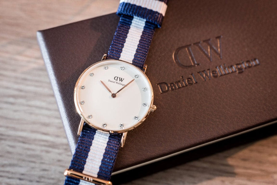 Daniel Wellington Classy Glasgow White Dial Two Tone Nylon Strap Watch For Women - DW00100078
