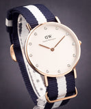 Daniel Wellington Classy Glasgow White Dial Two Tone Nylon Strap Watch For Women - DW00100078
