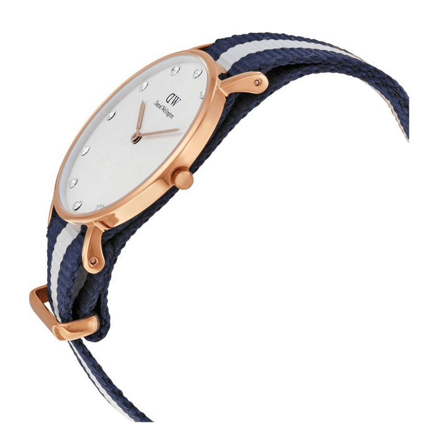 Daniel Wellington Classy Glasgow White Dial Two Tone Nylon Strap Watch For Women - DW00100078