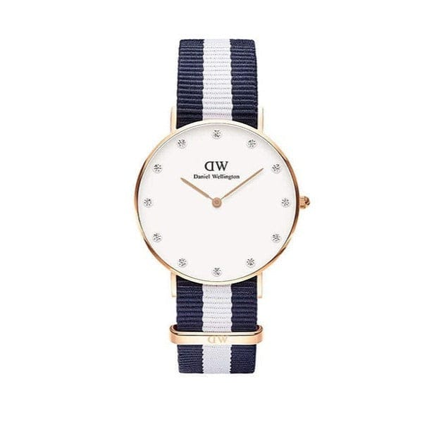 Daniel Wellington Classy Glasgow White Dial Two Tone Nylon Strap Watch For Women - DW00100078