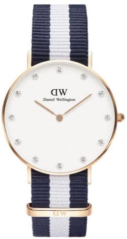 Daniel Wellington Classy Glasgow White Dial Two Tone Nylon Strap Watch For Women - DW00100078