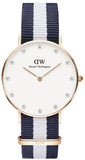 Daniel Wellington Classy Glasgow White Dial Two Tone Nylon Strap Watch For Women - DW00100078