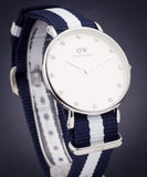 Daniel Wellington Classy Glasgow White Dial Two Tone Nylon Strap Watch For Women - DW00100082
