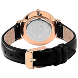 Daniel Wellington Classy Sheffield White Dial Black Leather Strap Watch For Women - DW00100060