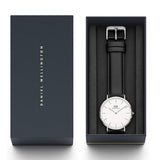 Daniel Wellington Classy Sheffield White Dial Black Leather Strap Watch For Women - DW00100068