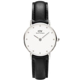 Daniel Wellington Classy Sheffield White Dial Black Leather Strap Watch For Women - DW00100068