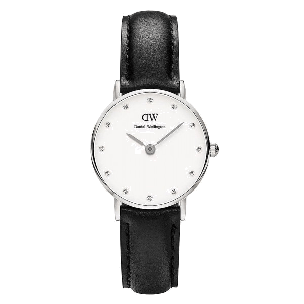 Daniel Wellington Classy Sheffield White Dial Black Leather Strap Watch For Women - DW00100068