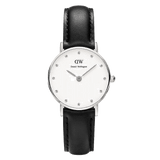 Daniel Wellington Classy Sheffield White Dial Black Leather Strap Watch For Women - DW00100068