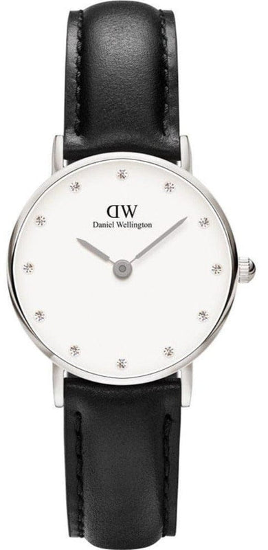 Daniel Wellington Classy Sheffield White Dial Black Leather Strap Watch For Women - DW00100068