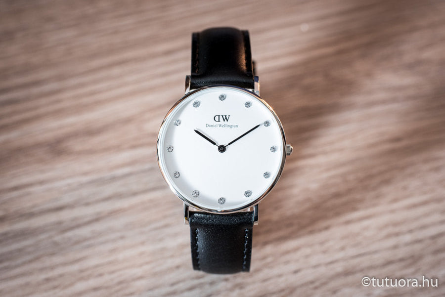 Daniel Wellington Classy Sheffield White Dial Black Leather Strap Watch For Women - DW00100080