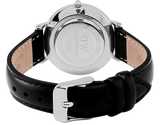 Daniel Wellington Classy Sheffield White Dial Black Leather Strap Watch For Women - DW00100080
