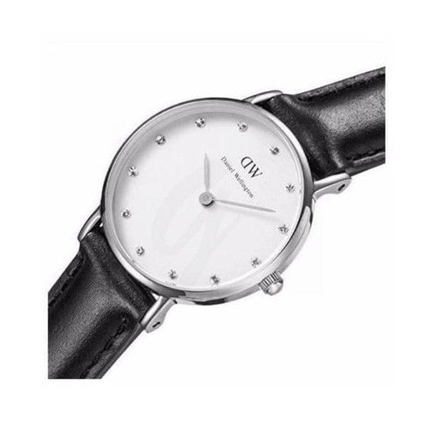 Daniel Wellington Classy Sheffield White Dial Black Leather Strap Watch For Women - DW00100080