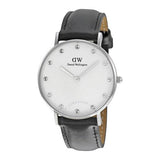 Daniel Wellington Classy Sheffield White Dial Black Leather Strap Watch For Women - DW00100080