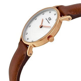 Daniel Wellington Classy St Mawes White Dial Brown Leather Strap Watch For Women - DW00100059