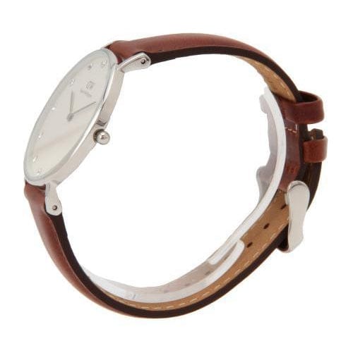 Daniel Wellington Classy St Mawes White Dial Brown Leather Strap Watch For Women - DW00100067